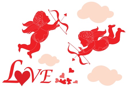 Valentine card with cupidのイラスト素材