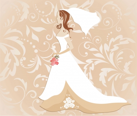 Wedding card with brideのイラスト素材
