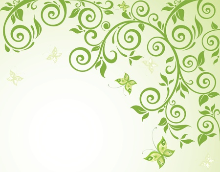 Green floral cardのイラスト素材