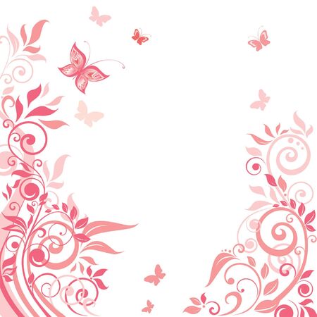 Pink floral greeting cardのイラスト素材