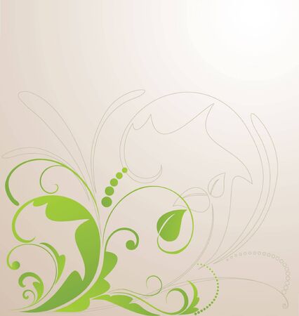 Floral green curlのイラスト素材
