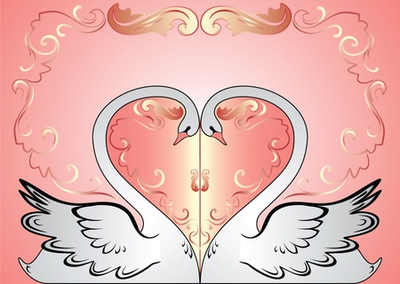 Wedding card with swansのイラスト素材