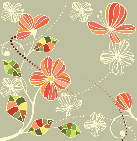 Retro floral cardのイラスト素材