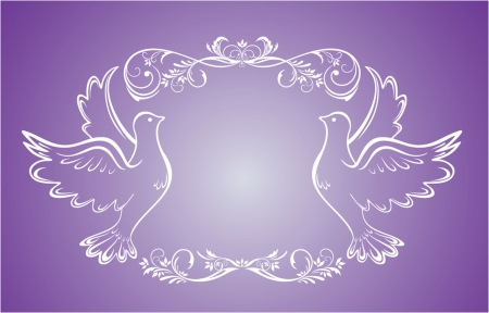 Wedding frame with dovesのイラスト素材