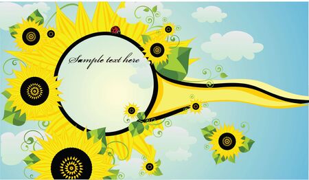Frame with sunflowersのイラスト素材