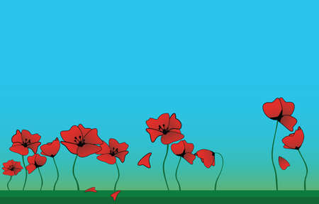 Background with poppy  Other my illustration you can see in my galleryのイラスト素材