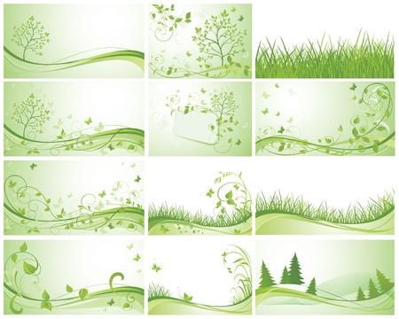 Green bannersのイラスト素材