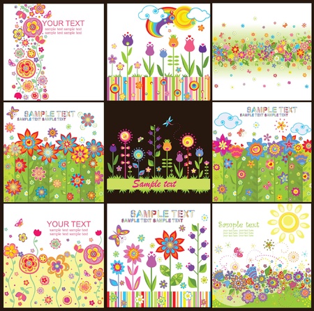 Funny abstract seamless bordersのイラスト素材