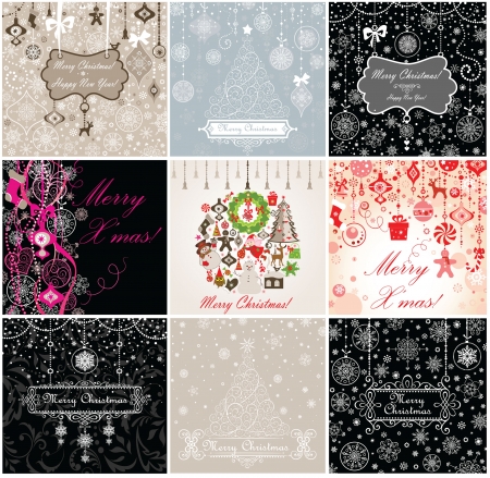Christmas vintage cardsのイラスト素材