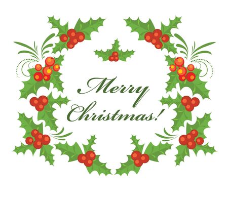 Christmas holly wreathのイラスト素材