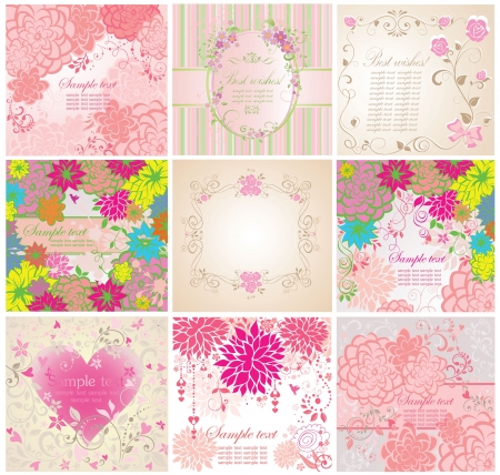 Set of greeting floral cardsのイラスト素材