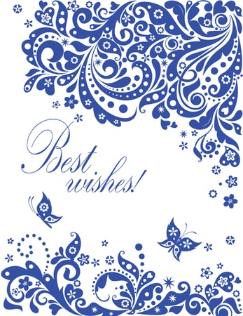 Blue greeting floral bannerのイラスト素材