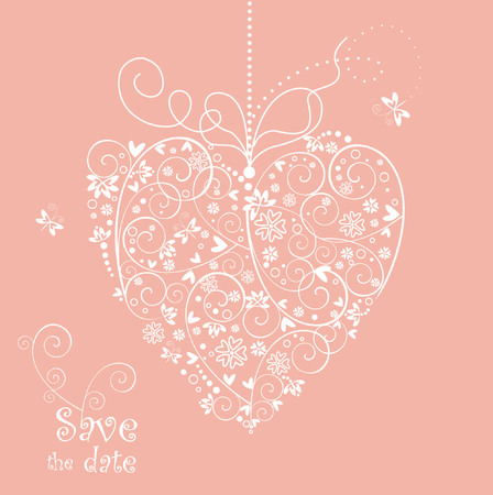 Beautiful pink card with heart shape. のイラスト素材