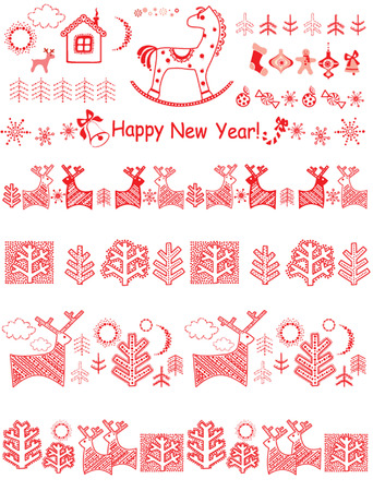 Christmas red bordersのイラスト素材