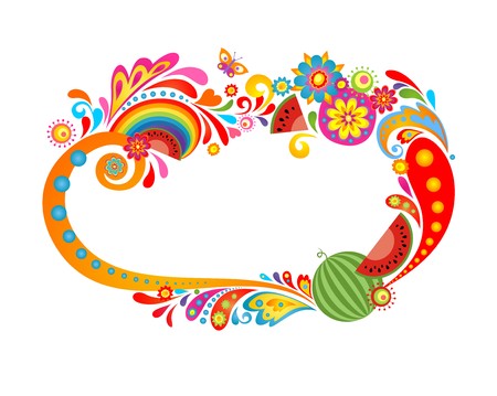 Summery card with watermelonのイラスト素材