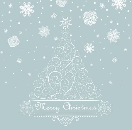 Vintage pastel blue christmas cardのイラスト素材