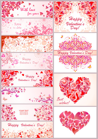 Set of horizontal banner for Valentines dayのイラスト素材