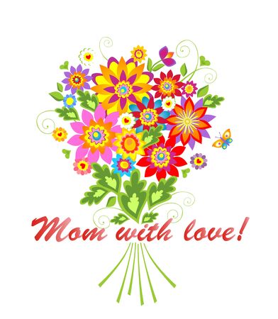 Greeting card with bouquet for Mothers dayのイラスト素材