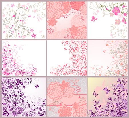 Collection of greeting beautiful floral cardsのイラスト素材