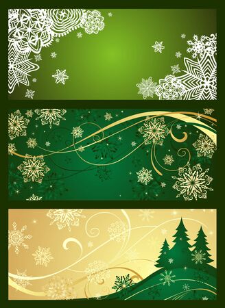 Xmas horizontal green bannerのイラスト素材