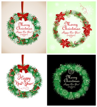 Season greetings with xmas wreathのイラスト素材