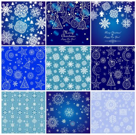 Collection of blue winter wallpaperのイラスト素材
