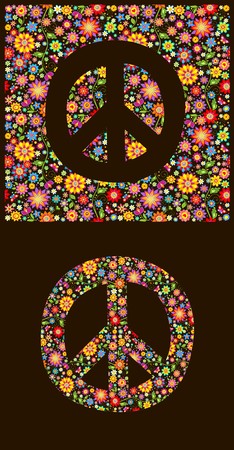 Flowers wallpaper with peace symbolのイラスト素材
