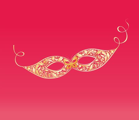 Vintage masque with floral golden patternのイラスト素材