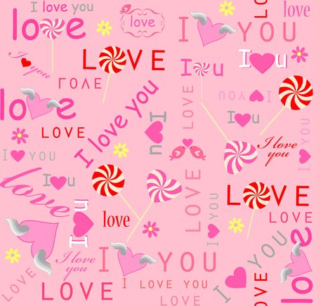 Funny pink wallpaper for Valentines day with lovely printのイラスト素材