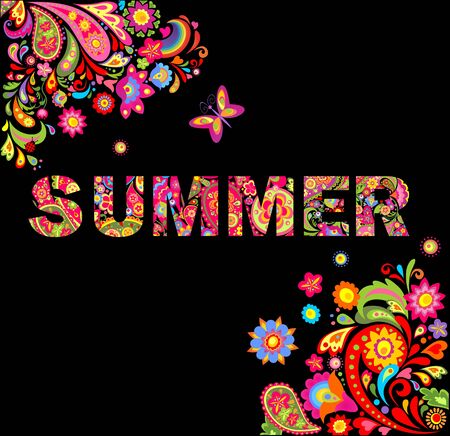 flowers print and summer lettering