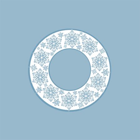 Laser cut out christmas wreath with snowflakes. Template for xmas greeting card and party invitationsのイラスト素材