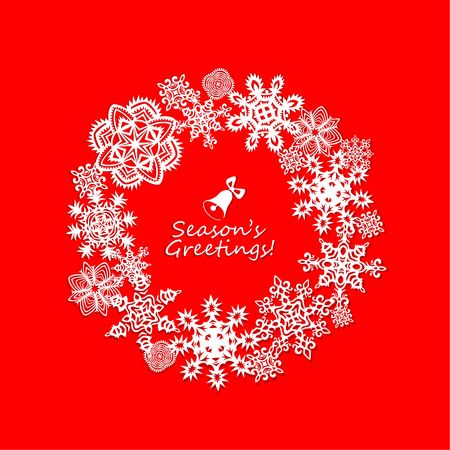 Paper frame with vintage cut out snowflakesのイラスト素材