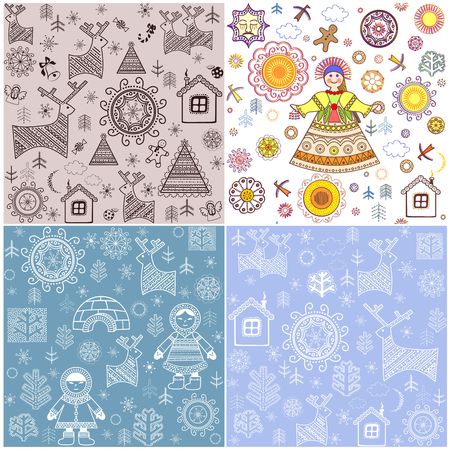 Winter backgrounds collection with abstract pattern for fabric, textile, wrapping paper, greeting card, invitation, wallpaper, web designのイラスト素材