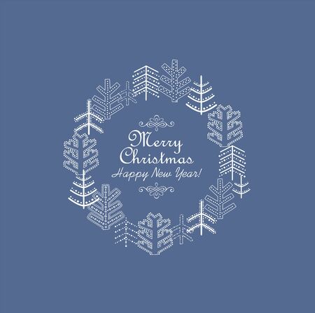 Vintage christmas wreath with decorative firsのイラスト素材