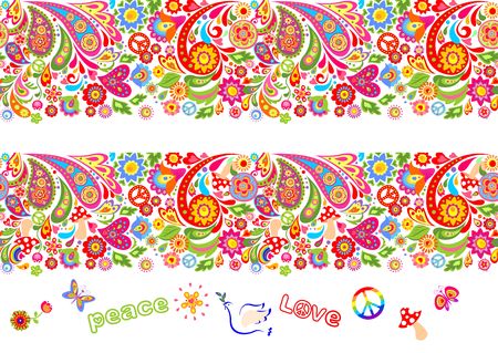 Fly agaric, rainbow and paisleyのイラスト素材