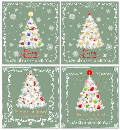 Merry Christmas greeting card design template vector illustrationのイラスト素材