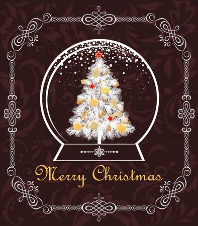 Merry Christmas greeting card design template vector illustrationのイラスト素材