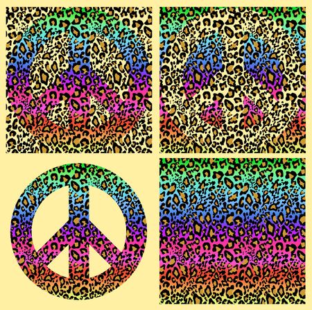 Peaceable print with leopard print. Fashion design for textile, wallpaper, t shirt, bag, poster, scrapbookのイラスト素材