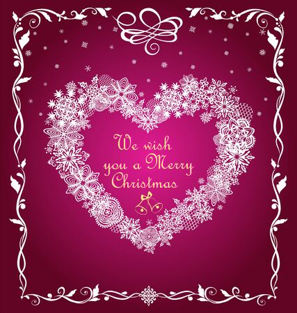 Craft Christmas greeting with paper cutting snowflakes frameのイラスト素材