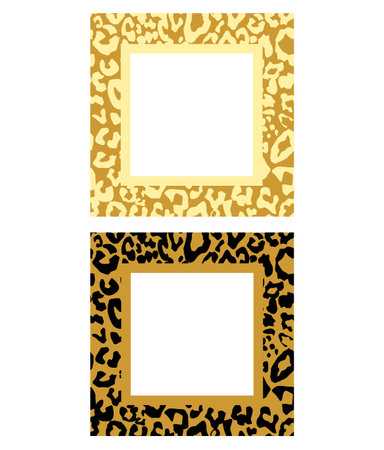 Fashion frames variation for discount labels, sale tag, bag and t shirt design with sand color leopard printのイラスト素材