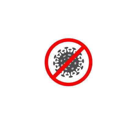 Pandemic medical concept with dangerous cells. Sign caution coronavirus on white background. stop coronavirus iconのイラスト素材