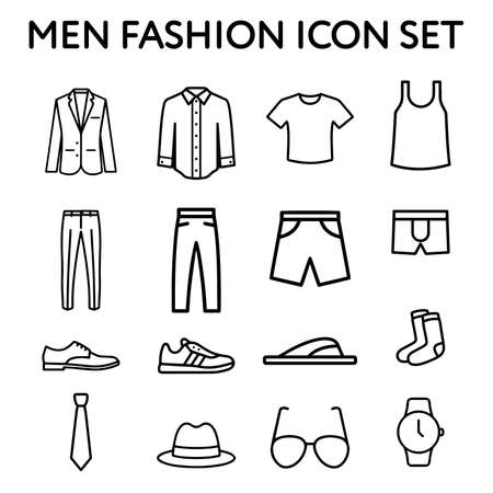 men fashion icons set vector designのイラスト素材