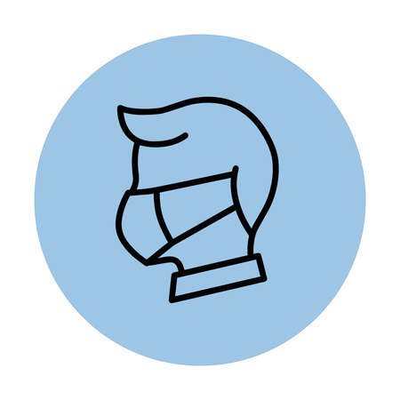 wearing a mask correctly against to new covid-19 coronavirus vector icon symbol in linear black colored style.のイラスト素材
