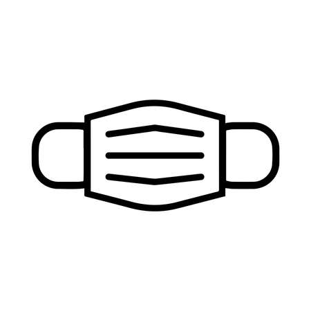 wearing a mask correctly against to new covid-19 coronavirus vector icon symbol in linear black colored style.の写真素材