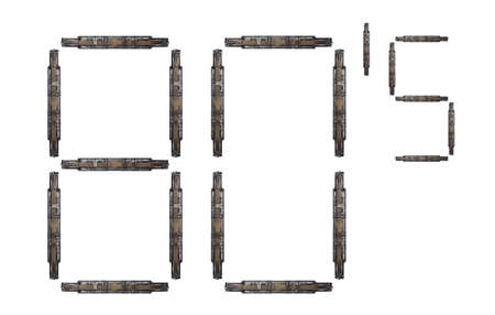 Indoor studio shot of "80´s" letters made of audio tapes.の写真素材