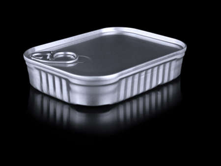 A single tin can container isolated on black.