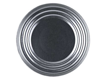Top view of a tin can over a white background.の写真素材
