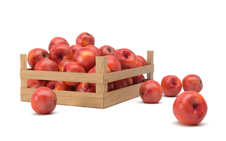 red apples in a boxの写真素材
