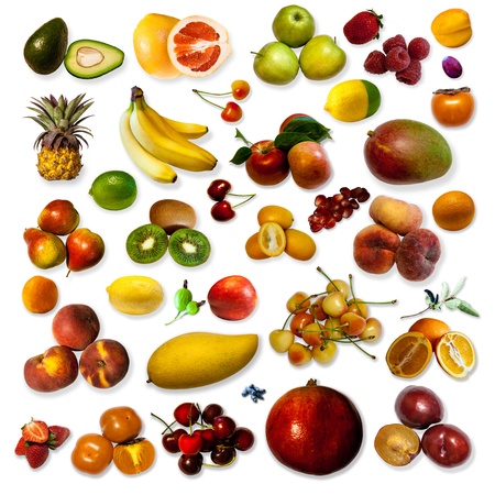 Fruit mix isolated on white background  Fruits and berriesの写真素材