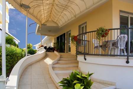 Italian courtyard in lido di jesoloの写真素材